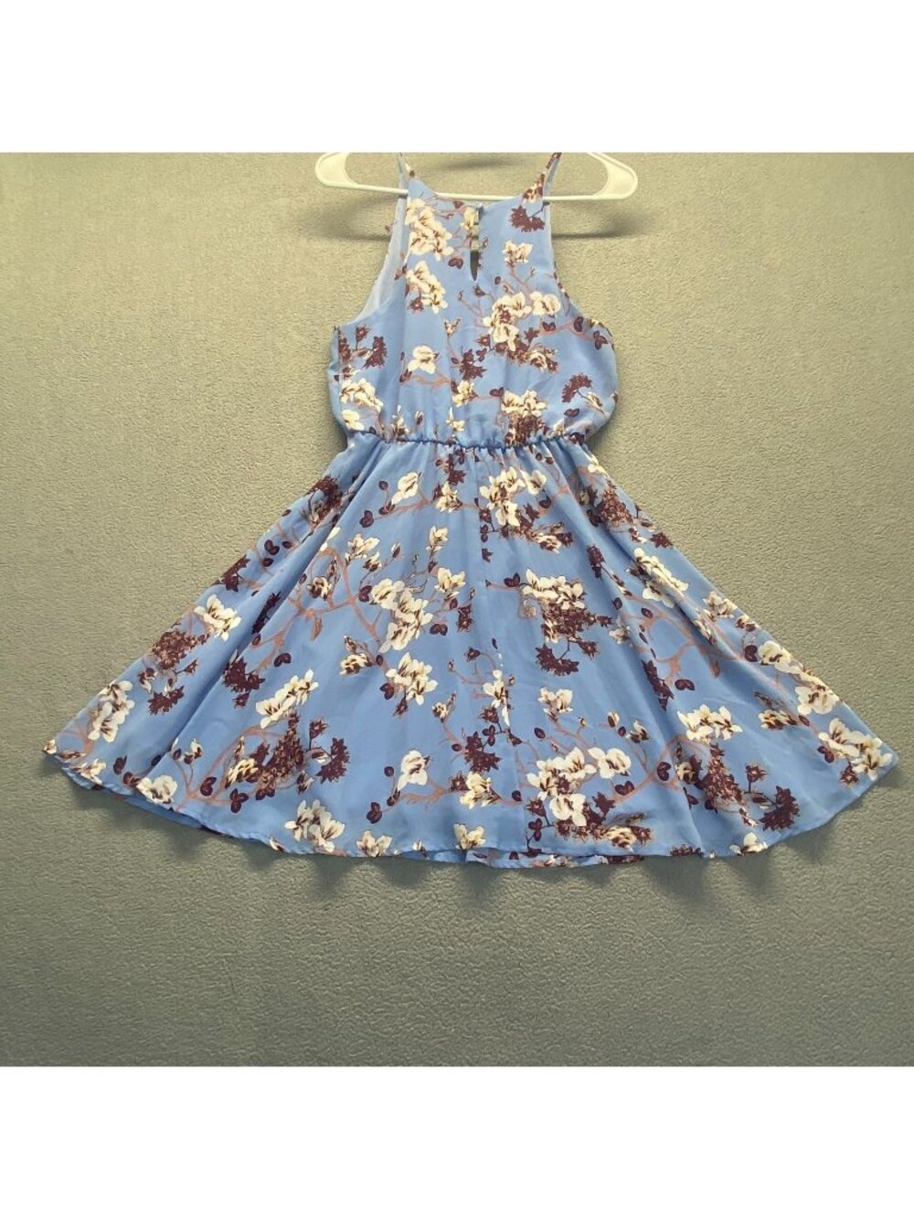 Miami Size S Womens Floral Lightweight Front Keyhole Short Flare Cami Dress